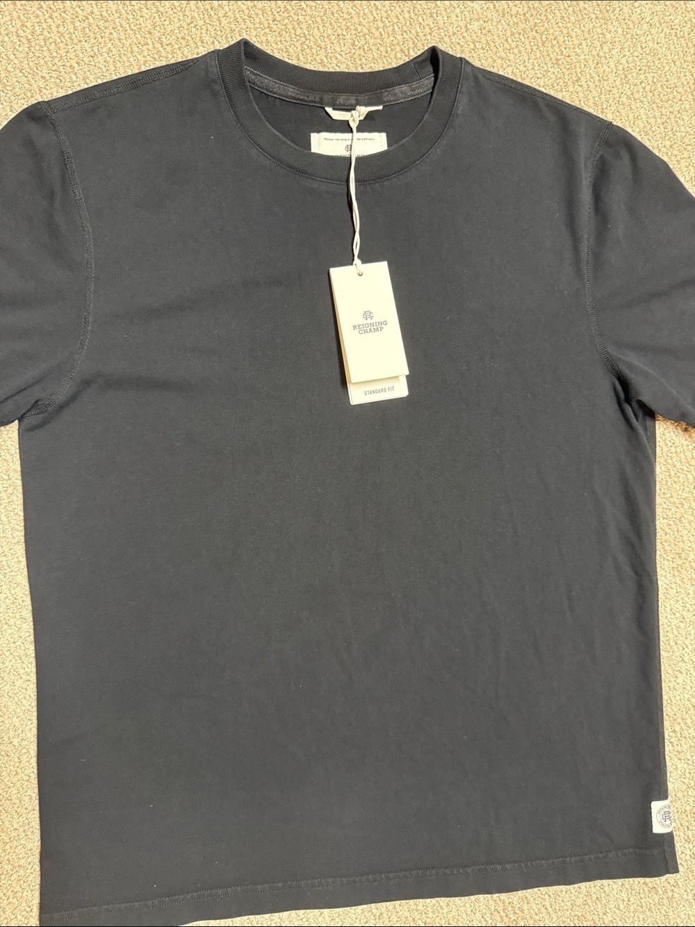 Reigning Champ Black Short-Sleeve Crewneck Tee